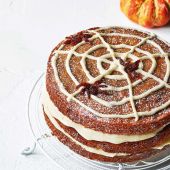 Spider's web pumpkin cake