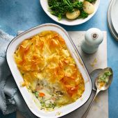 Fish pie with filo pastry