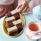 Chocolate-dipped chai butter shortbread