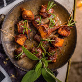 Spiced butternut and prosciutto bites