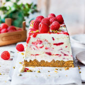 Iced raspberry ripple cheesecake