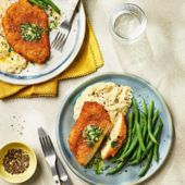 Garlic butter chicken with cheesy cauli mash
