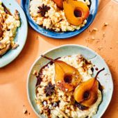 Rice pudding with balsamic poached pears
