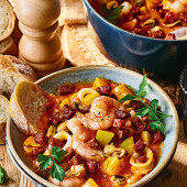 Chorizo and saffron seafood stew