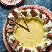 Lime and bourbon biscuit tart
