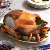 Roast turkey with herb and pistachio stuffing