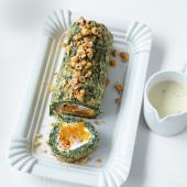 Spinach and butternut squash roulade