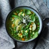 Spring minestrone with mint pesto