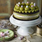 Chocolate orange Simnel cake with pistachio marzipan