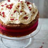 White chocolate and cranberry Christmas cake