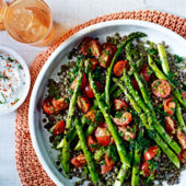 Puy lentil, asparagus and salsa verde salad