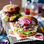 Vietnamese lamb burgers with pickled vegetables