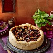 Spiced aubergine pie with olives and preserved lemon