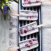 Raspberry, lime and coconut chia ice pops