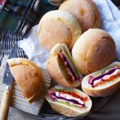Vegetable-stuffed picnic rolls