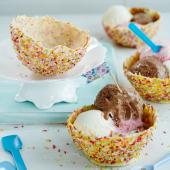 White chocolate ice cream bowls