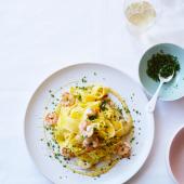 Pappardelle with prawns and vanilla beurre blanc
