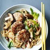 Chinese pork patties with noodles