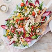 Rotisserie chicken salad with hearts of palm and chimichurri dressing