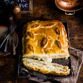 Cheesy dauphinoise and onion pie