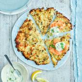 Giant potato rosti with smoked salmon