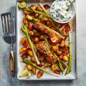 Tikka salmon traybake