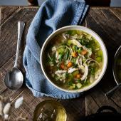 Chicken and leek noodle soup