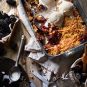 Blackberry & elderflower dump cake