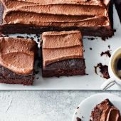 Gluten-free double chocolate brownies with avocado frosting