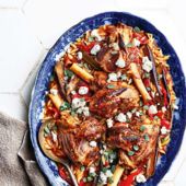 Braised lamb shanks with orzo