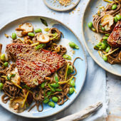 Hoisin-glazed tuna with ginger noodles