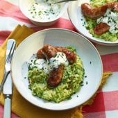 Sausages with broccolini mash