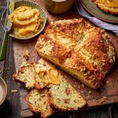 Bacon and cheddar soda bread with Marmite butter