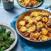 French onion meatballs with orzo