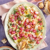 Goat's cheese mousse with roasted radishes