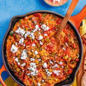 Turkish-style menemen with feta
