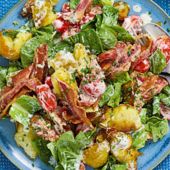 Crispy smashed potato BLT