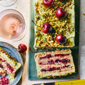 Cherry and pistachio fridge cake
