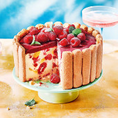 Limoncello and raspberry ice-cream charlotte 