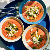Watermelon gazpacho with cucumber and feta 