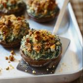 Herby stuffed field mushrooms