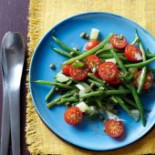 Warm lemon, tomato and bean salad