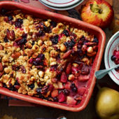 Apple and blackberry jumblenut crumble