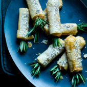 Cheesy filo broomsticks