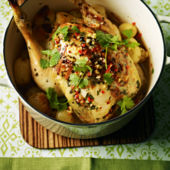 Pot-roast chicken with chilli and coconut