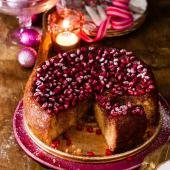 Gluten-free clementine and pomegranate cake