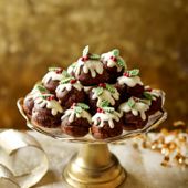 Chocolate profiterole Christmas puddings