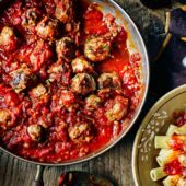 Turkey meatballs with rigatoni