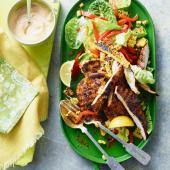 Paprika chicken with griddled corn and lemon mayo