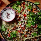 Chopped salad with sumac yogurt dressing